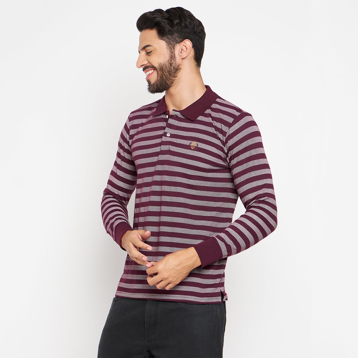 Duke Stardust Men Polo Neck Full Sleeve Cotton T-shirt (LF3962)