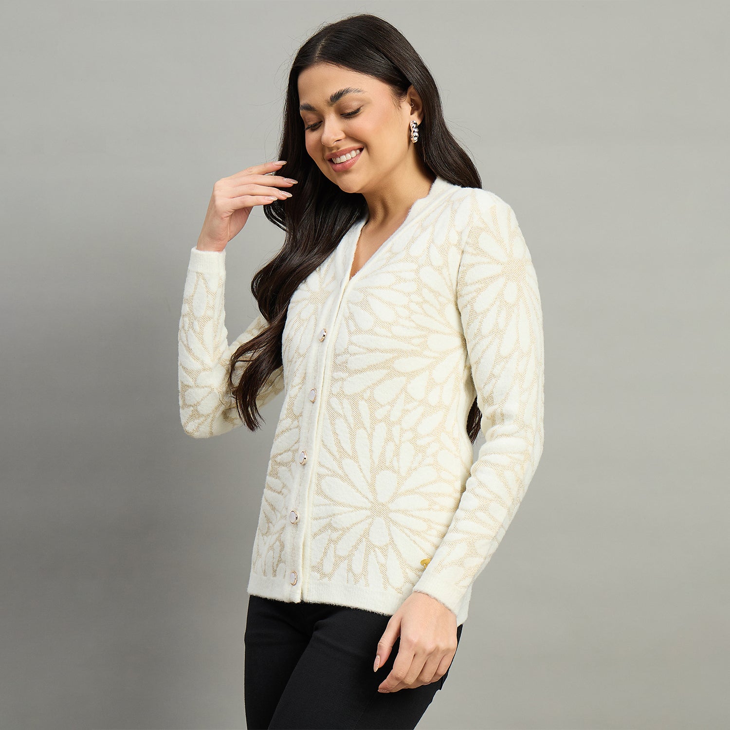 Duke Urban Women Full Sleeve Front Open Regular Cardigan (SDS1366)