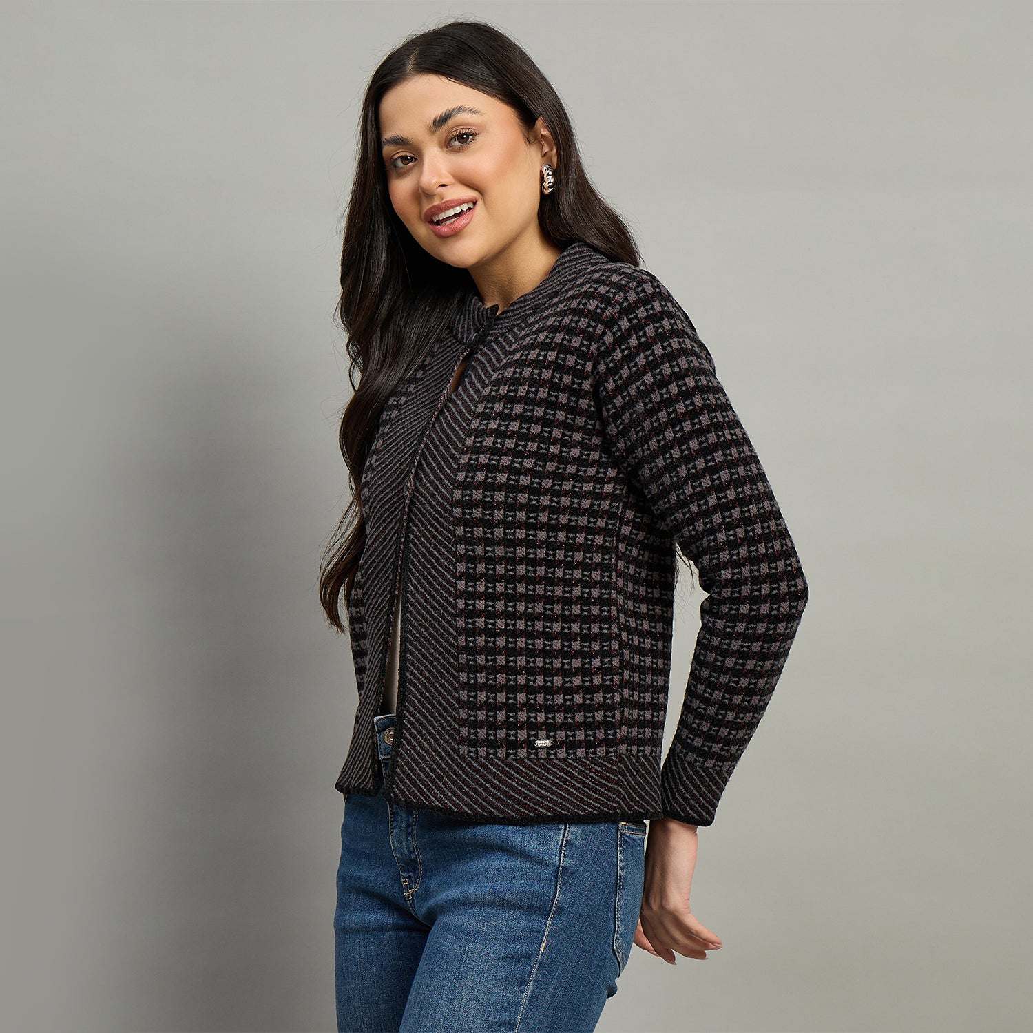 Duke Urban Women Full Sleeve Front Open Slim Fit Sweater (SDS1447)