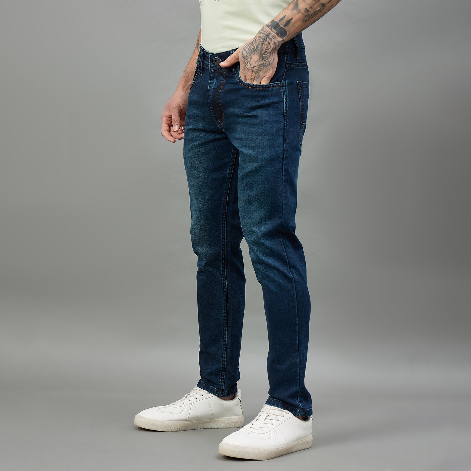 Duke Urban Men Ankle Length Mid-Rise Light Fade Stretchable Jeans (SDD9135A)