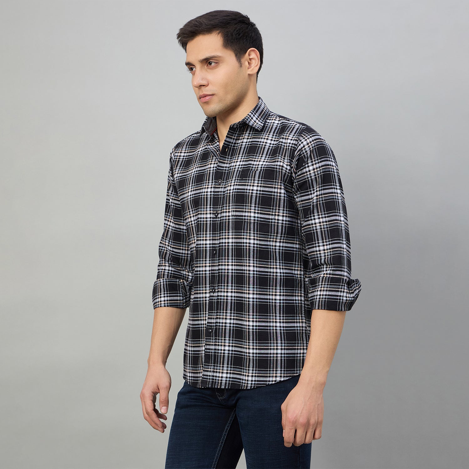 Duke Men Slim Fit Full Sleeve Short Style Cotton Shirt (SDO8CKBU)