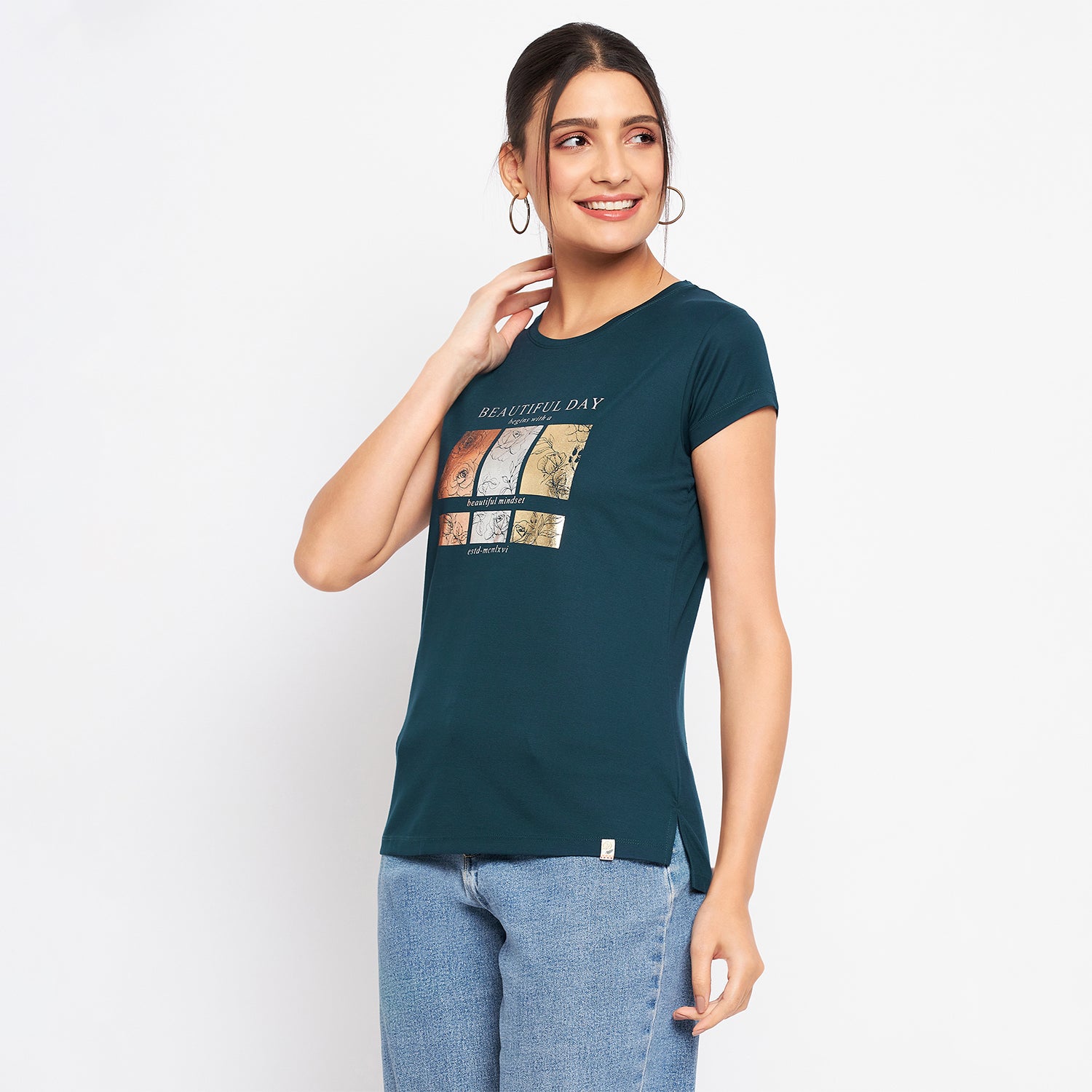 Duke Stardust Women Round Neck Short Sleeve Printed Top (LFX897)