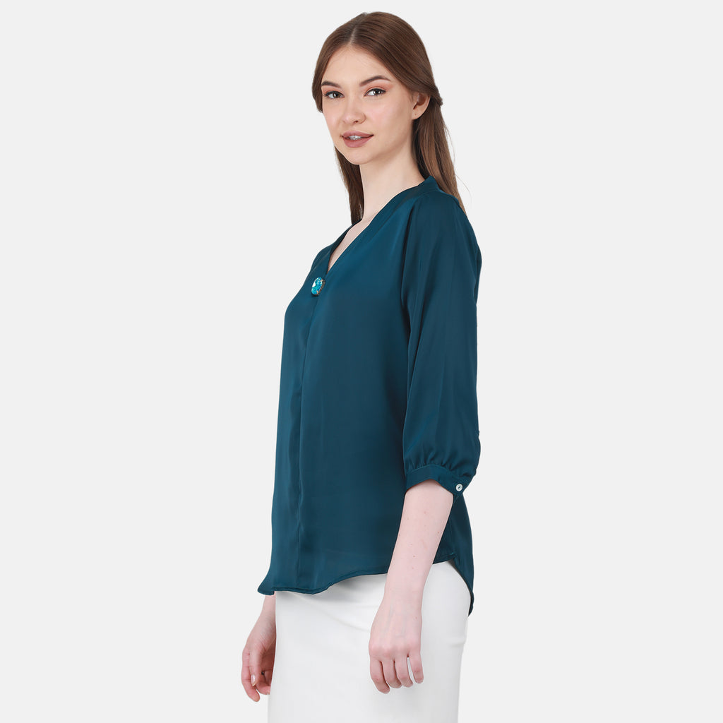 Duke Stardust Women V Neck Solid Top (SDX3280)