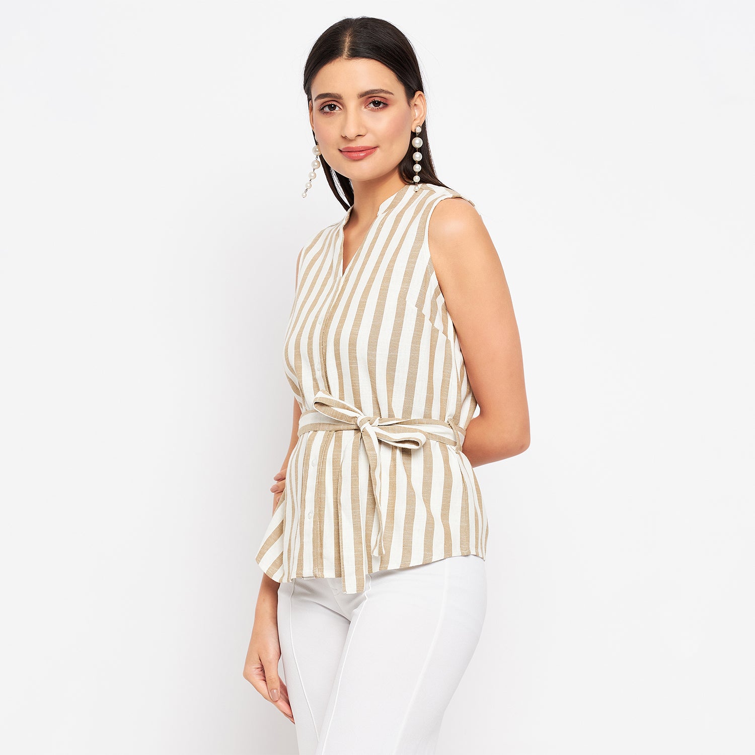 Duke Urban Women Sleeveless Striped Shirt (SDX3271)