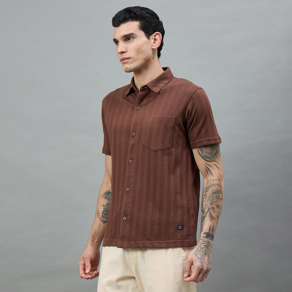 Duke Urban Men Striped Half Sleeve Spread Collar Regular Shirt (LF7662)