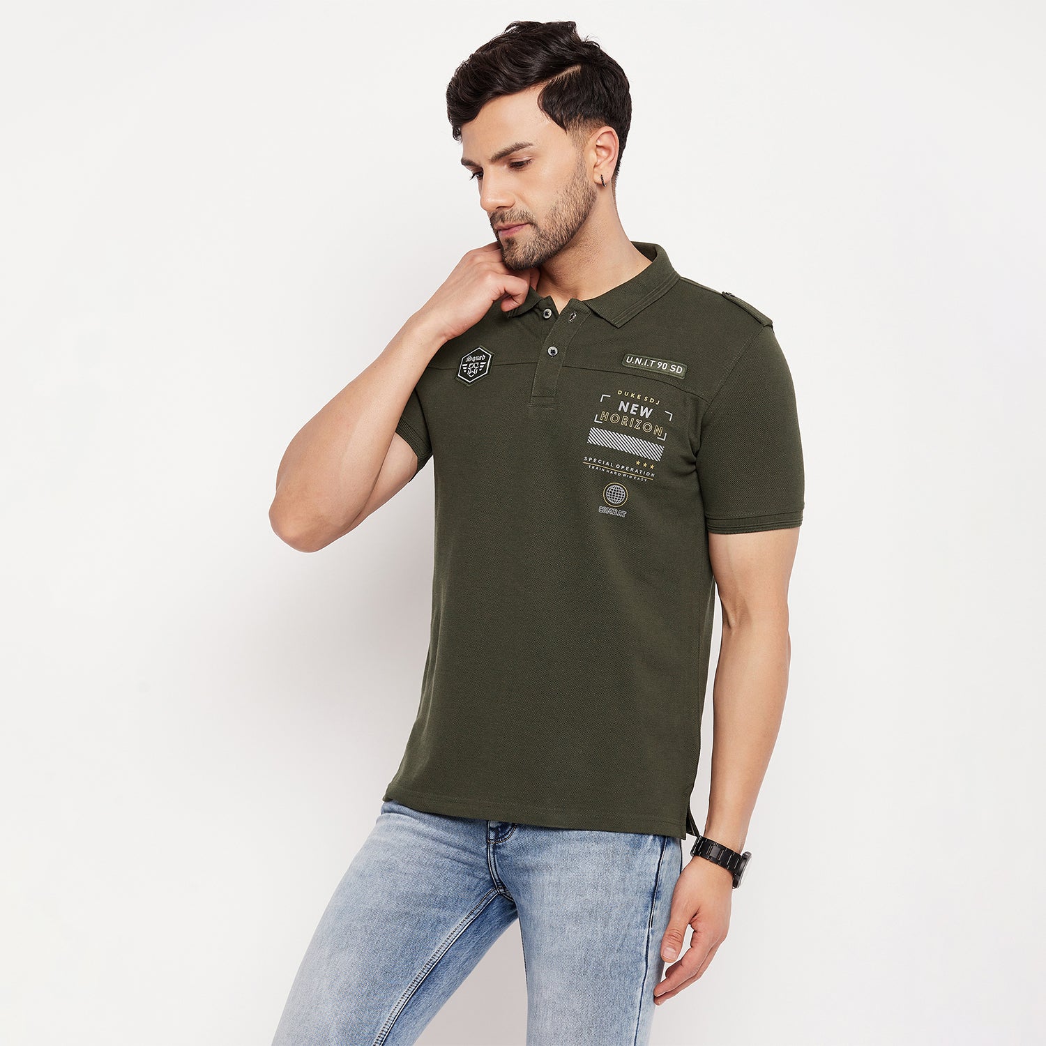 Duke Stardust Men Half Sleeve Polo Neck Cotton T-shirt (LF5787)