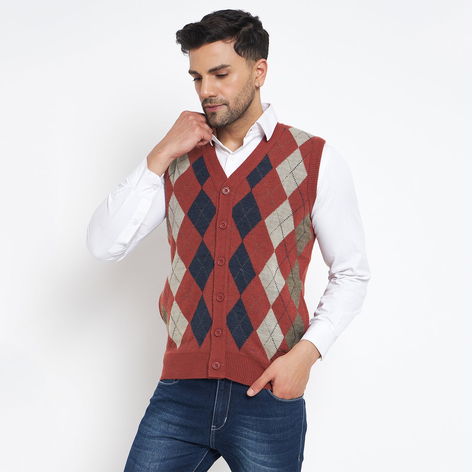 Duke Urban Men Sleeveless V-neck Cardigan (SDS2166)