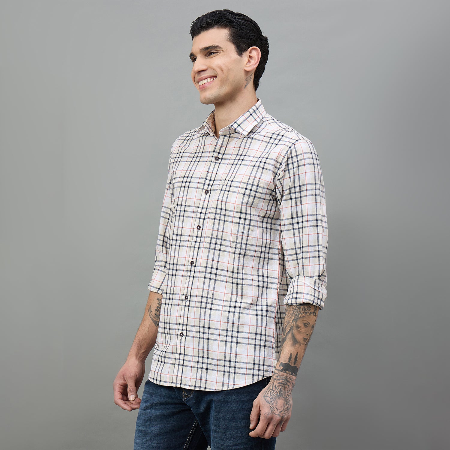 Duke Urban Men Checkered Full Sleeve Spread Collar Regular Shirt (SDO9CKAH)