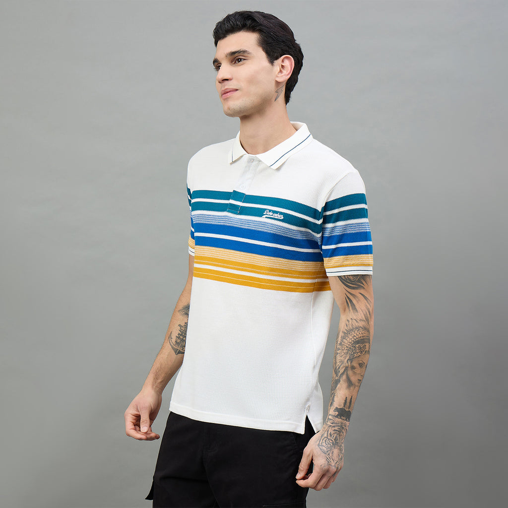 Duke Urban Men Striped Polo Neck Half Sleeve T-Shirt (LF7654)