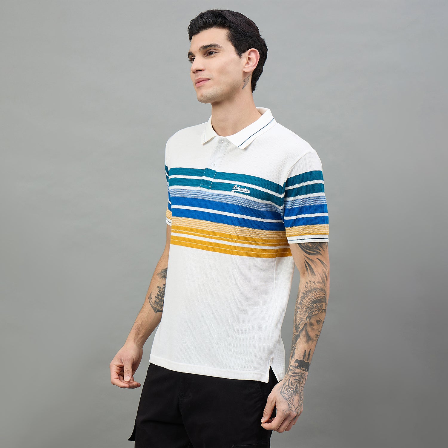 Duke Urban Men Striped Polo Neck Half Sleeve T-Shirt (LF7654)