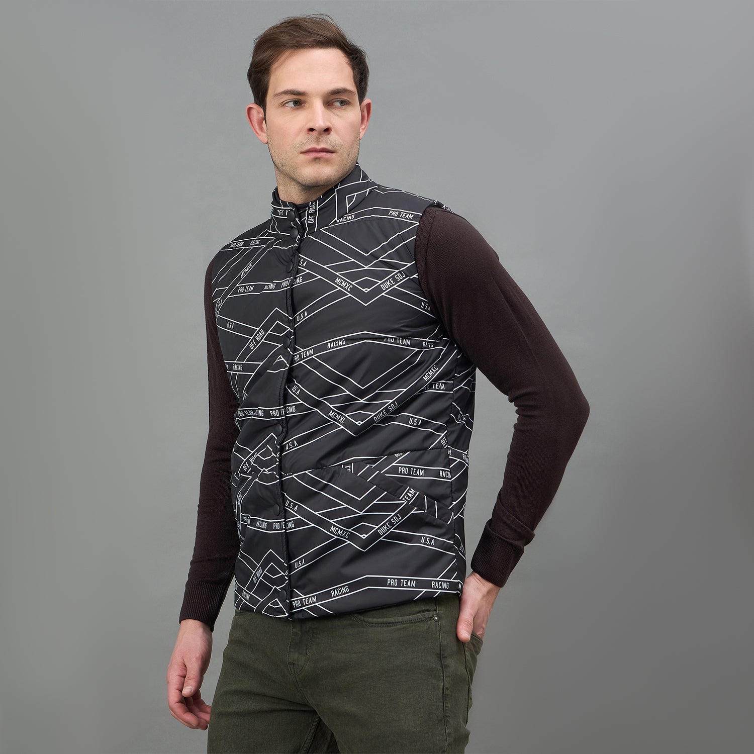 Duke Urban Men Sleeveless High Neck Reversible Jacket (SDZ3057N)