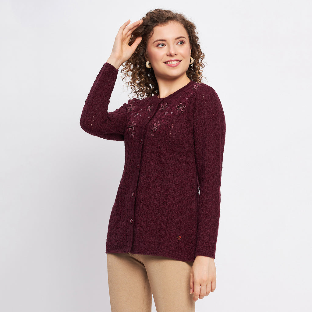 Duke Stardust Women Full Sleeve Self Design Cardigan (SDS9728)
