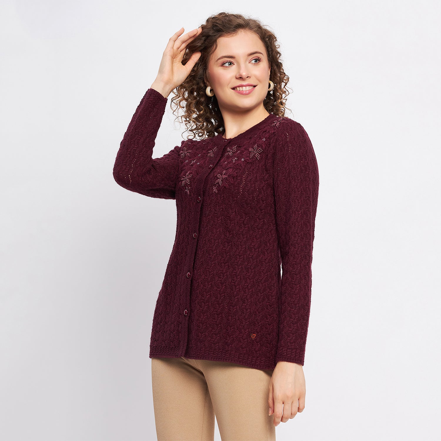 Duke Stardust Women Full Sleeve Self Design Cardigan (SDS9728)