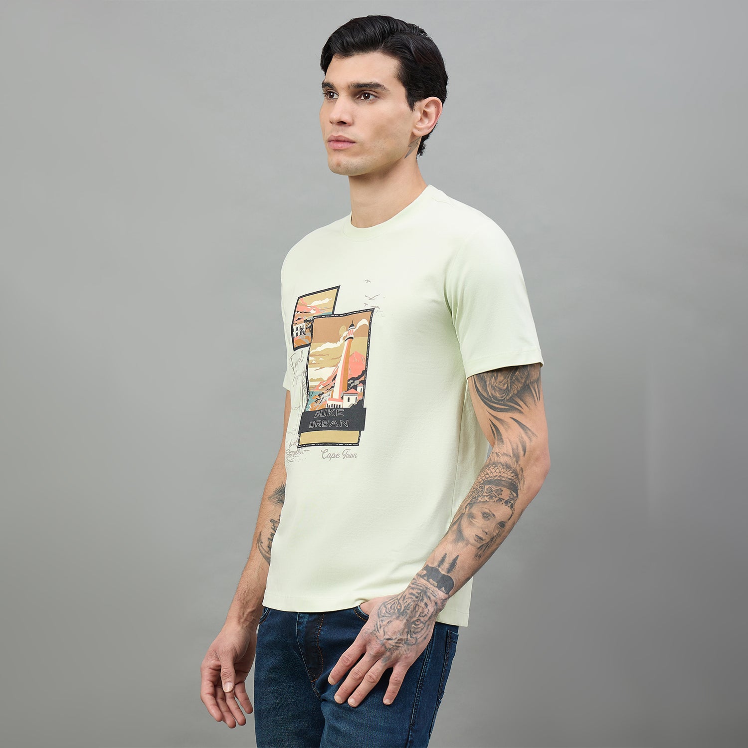 Duke Urban Men Round Neck Half Sleeve Slim T-Shirt (LF7526)
