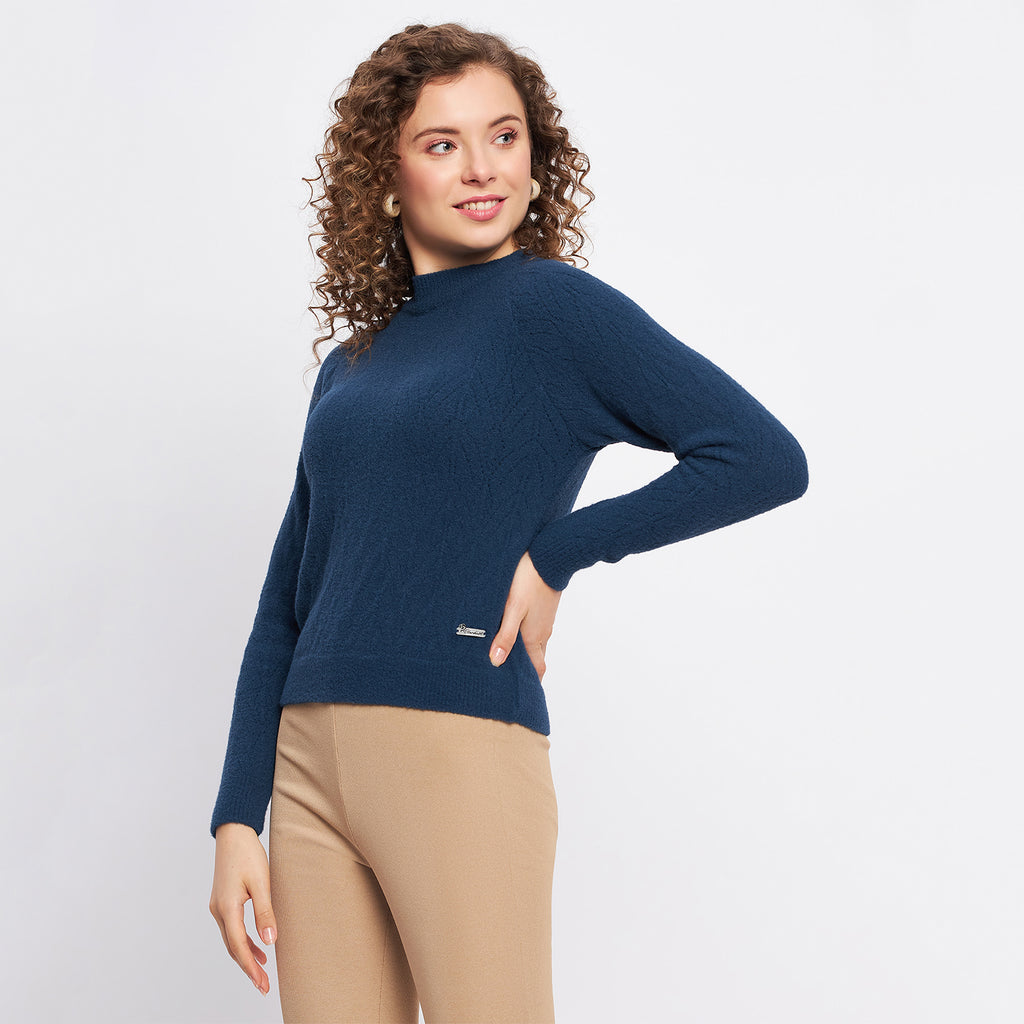 Duke Urban Women Full Sleeve Self Design Crop Pullover (SDS1014)