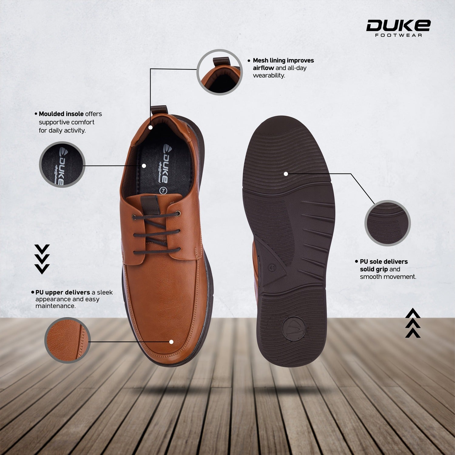 Duke Mens Shadowcore Formal Shoes (FWOL5059)