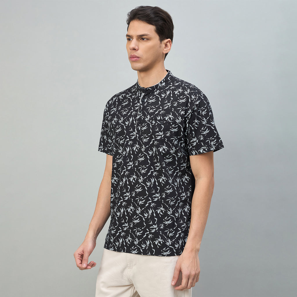 Duke Urban Men Floral Print Half Sleeve Casual Slim fit Tshirt (LF7531)