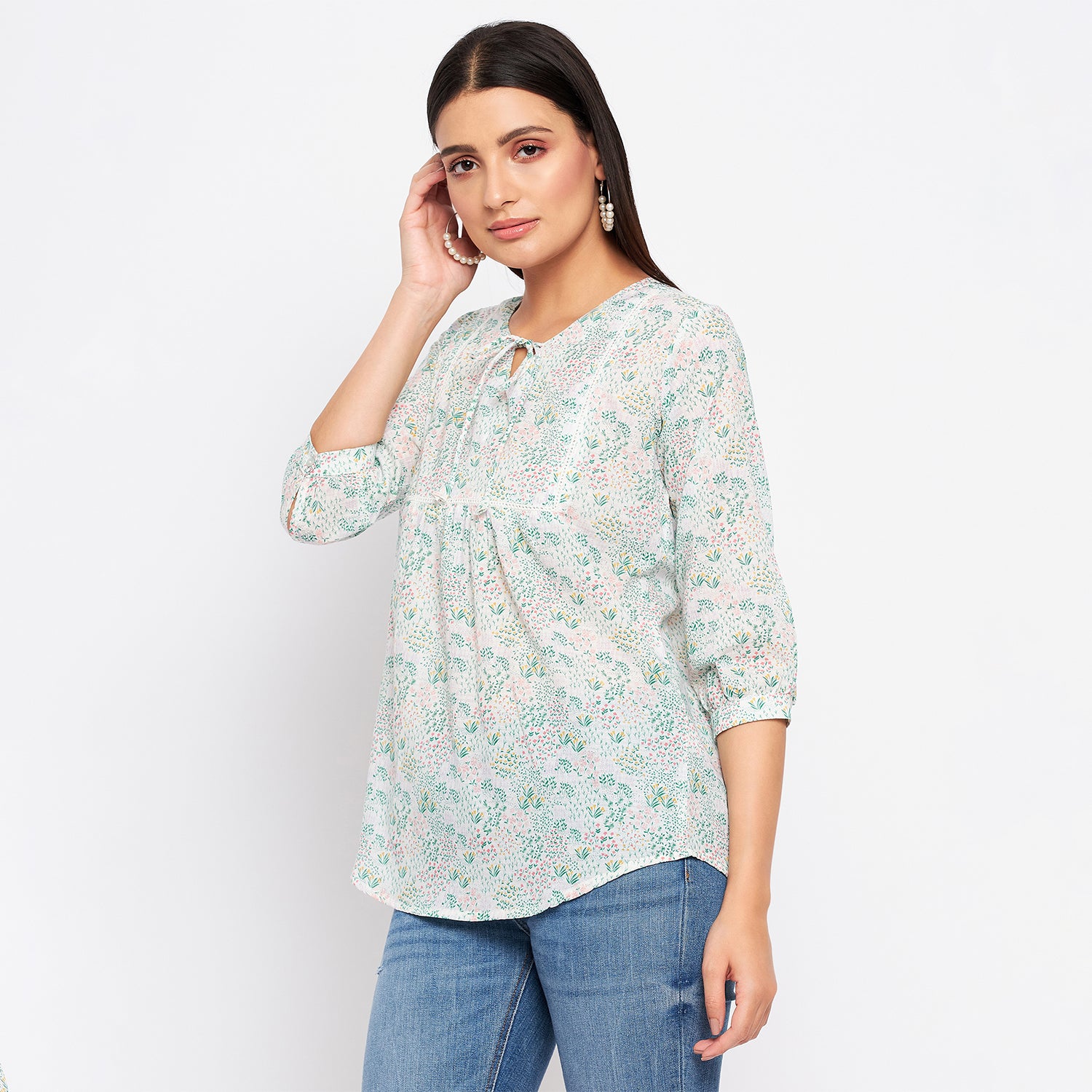 Duke Stardust Women V-Neck 3/4th Sleeve Printed Top (SDX3274)