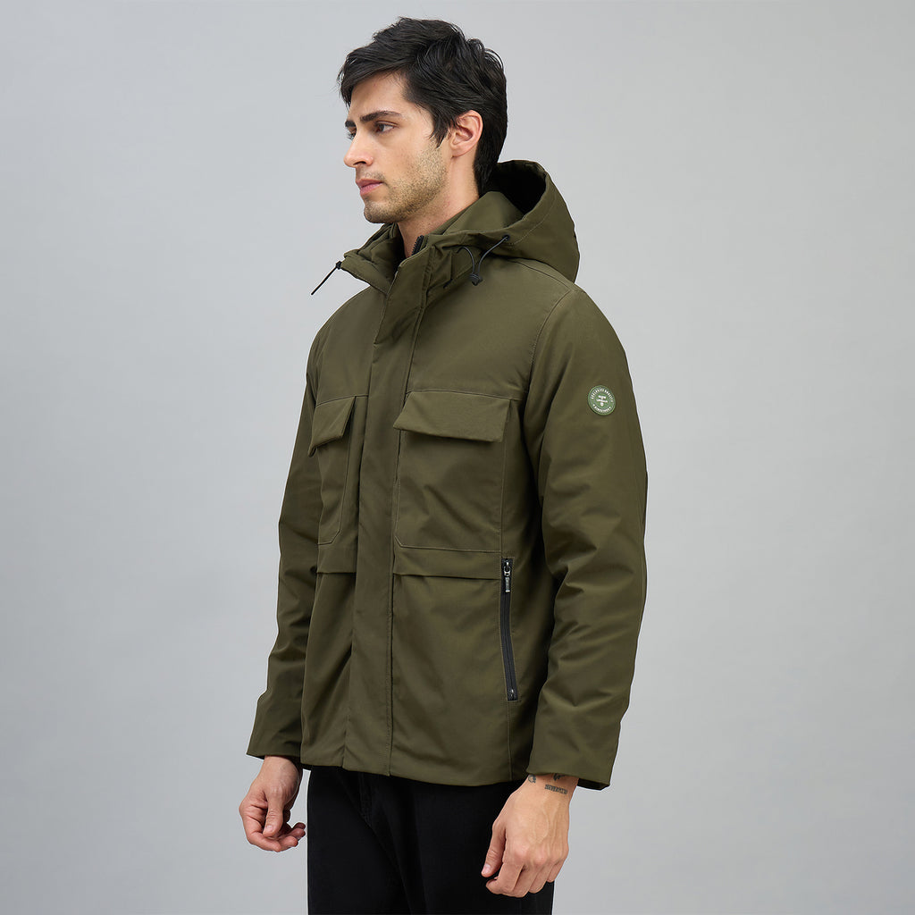 Duke Mens Olive Green Hooded Utility Jacket (SDZ3202)