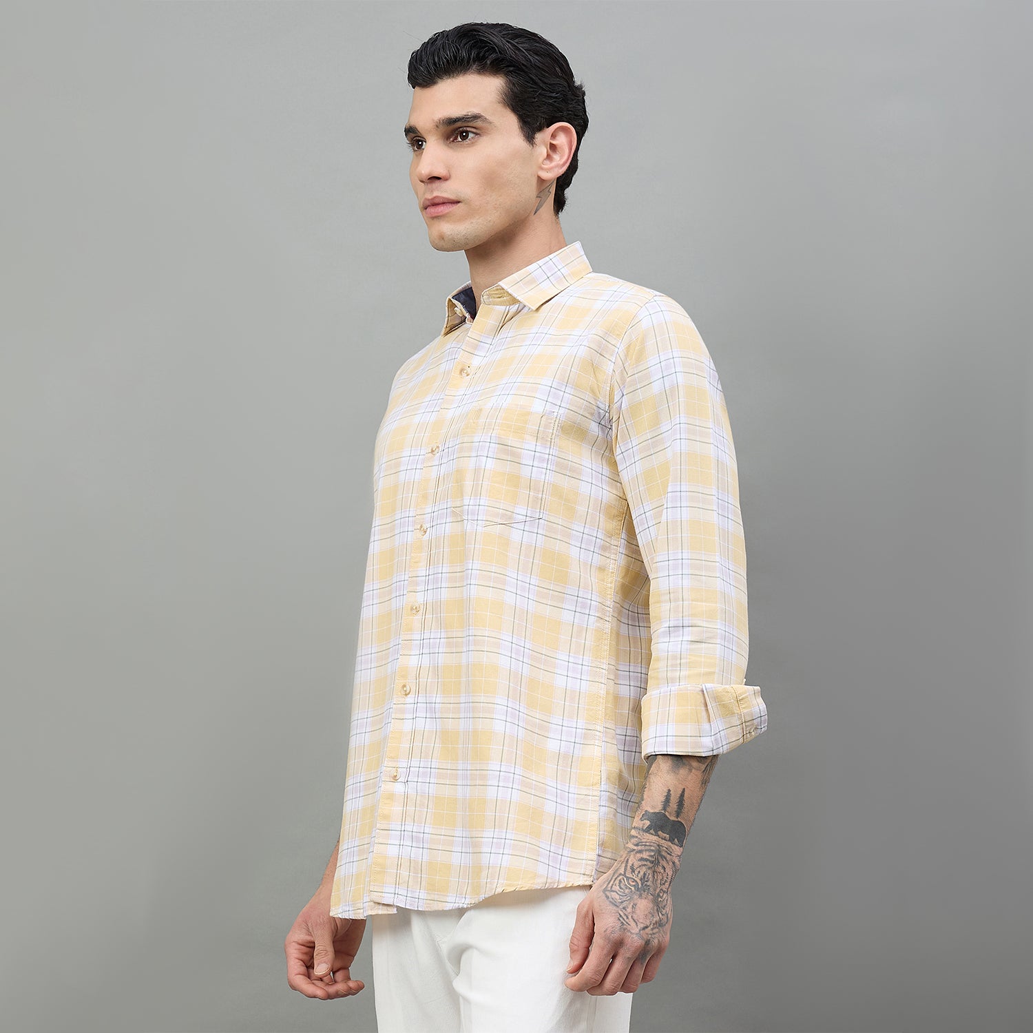 Duke Urban Men Checkered Full Sleeve Spread Collar Slim Shirt (SDO8CKBH)