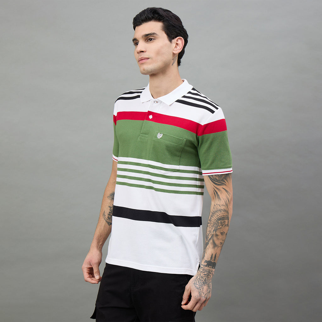 Duke Urban Men Striped Polo Neck Half Sleeve T-Shirt (LF7594)