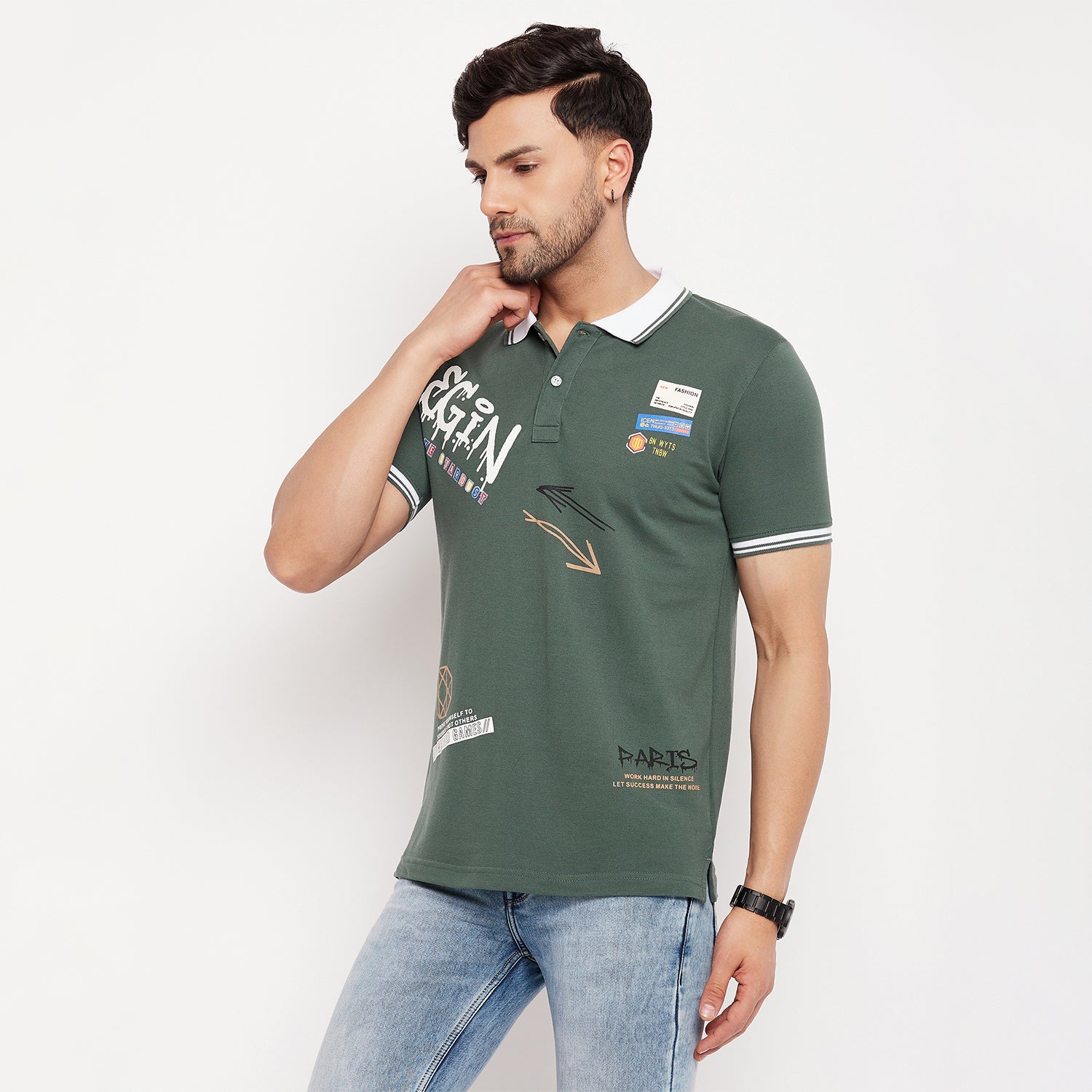 Duke Stardust Men Half Sleeve Polo Neck Cotton T-shirt (LF5793)