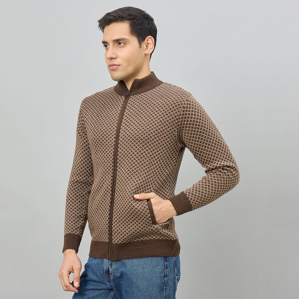 Duke Men Full Sleeve Full Zip Regular Sweater (SDS2393)