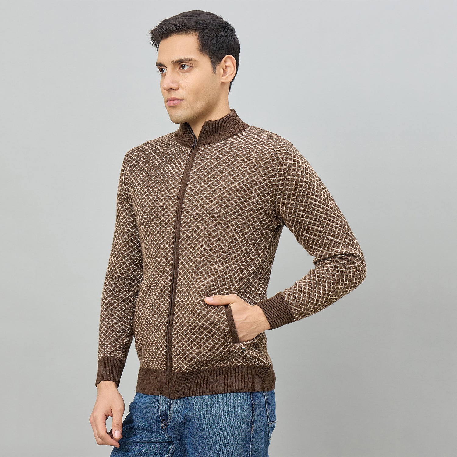 Duke Men Full Sleeve Full Zip Regular Sweater (SDS2393)