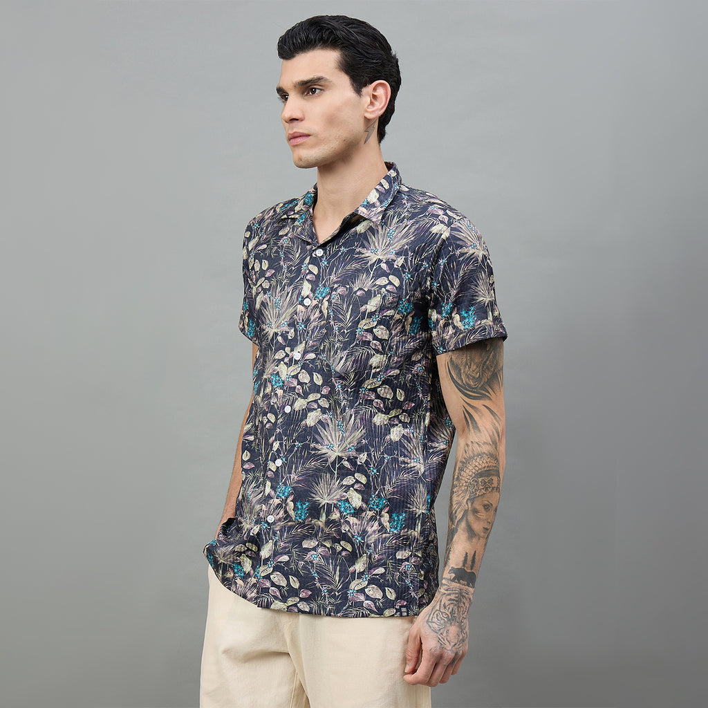 Duke Urban Men Floral Print Half Sleeve Regular Shirt (LF6085T)