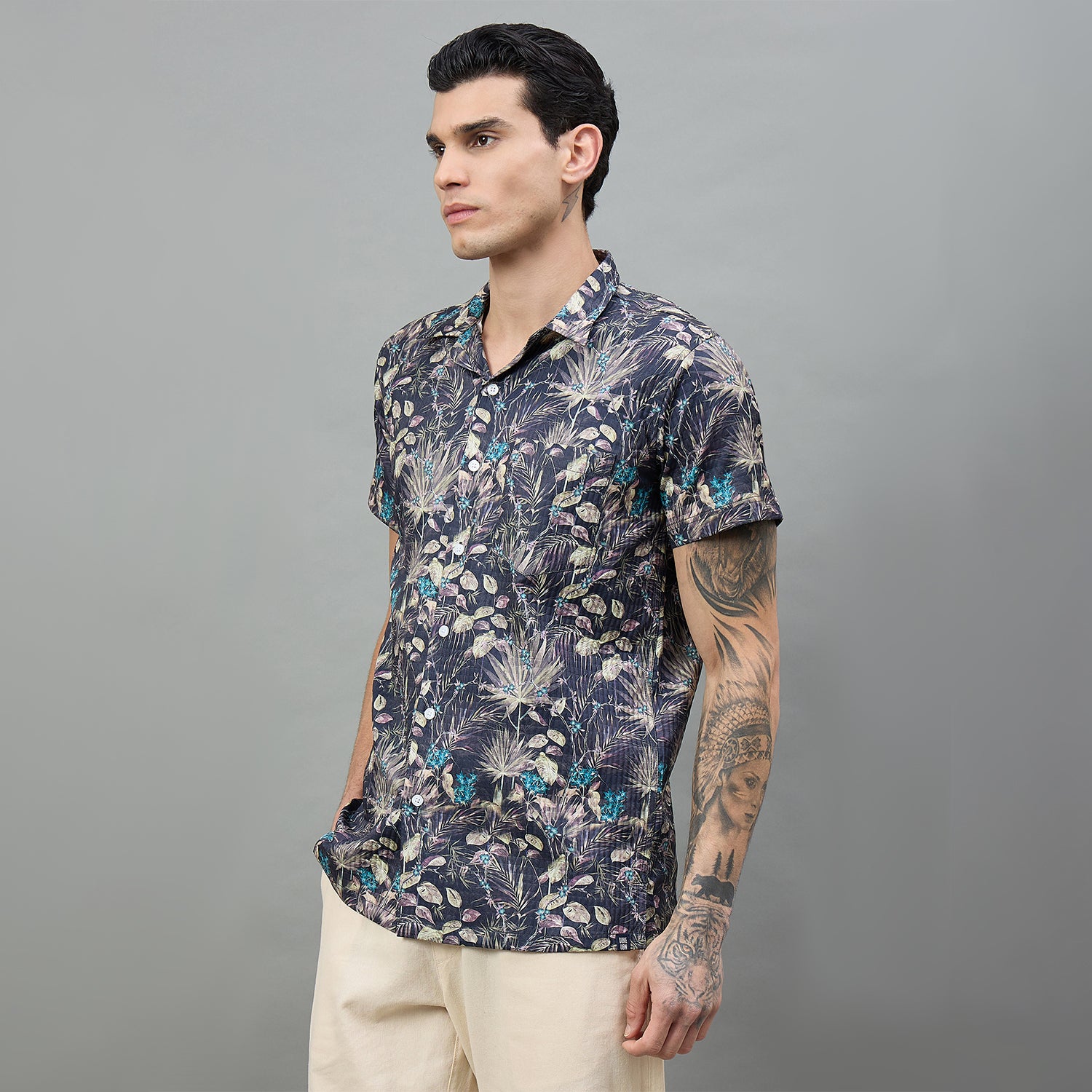Duke Urban Men Floral Print Half Sleeve Regular Shirt (LF6085T)