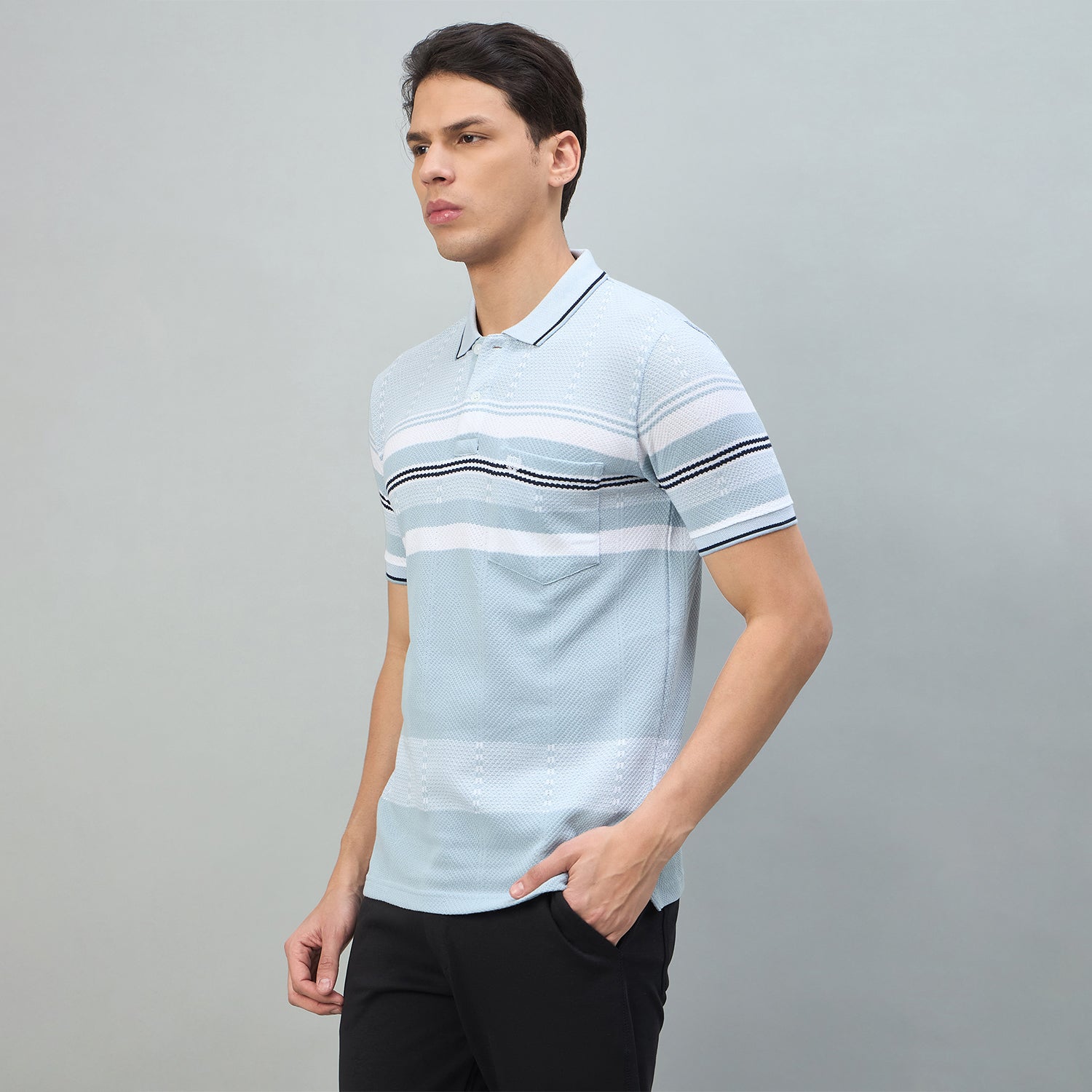 Duke Urban Men Striped Half Sleeve Regular Polo Tshirt (LF7570)