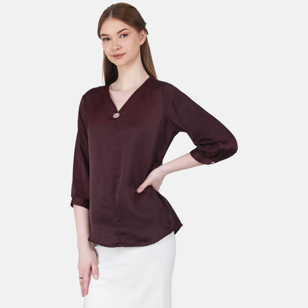 Duke Stardust Women V Neck Solid Top (SDX3280)