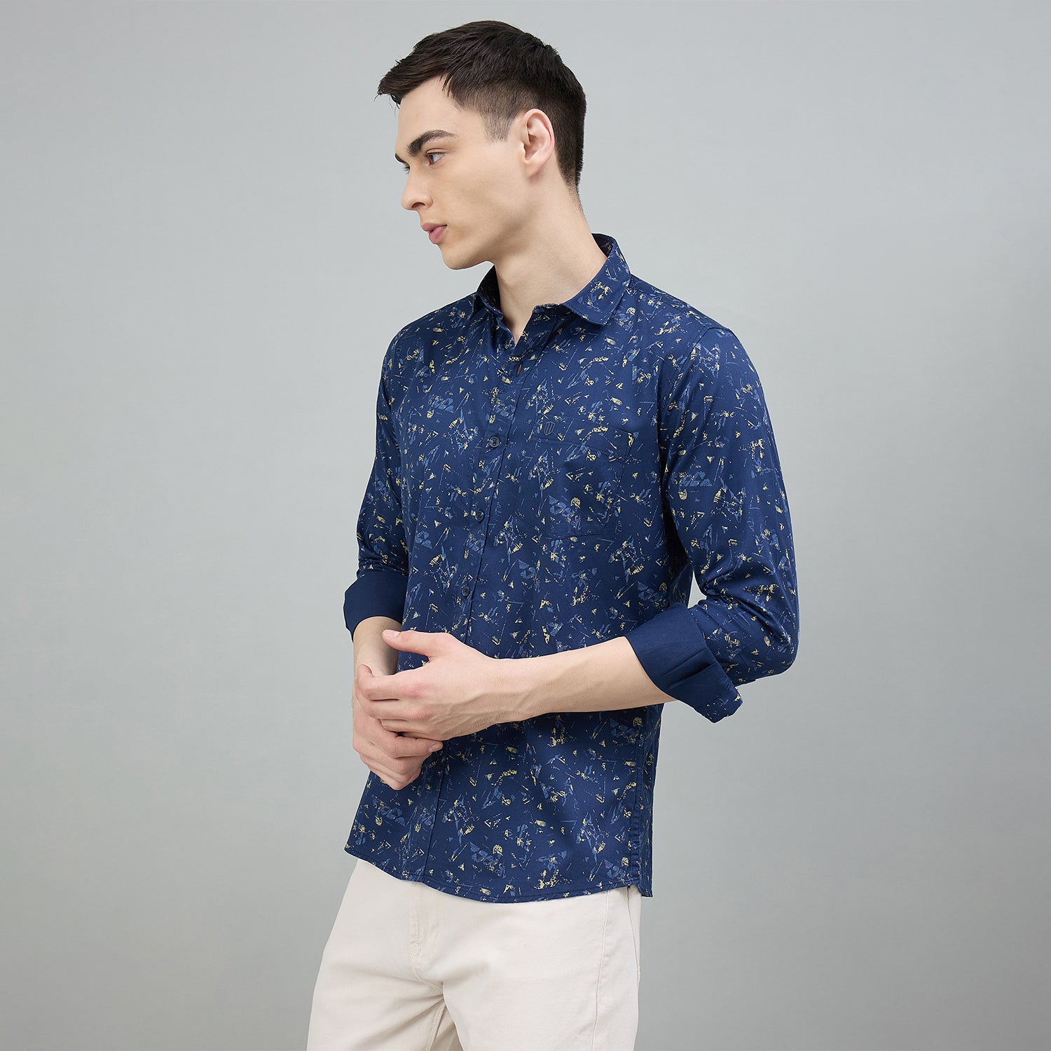 Duke Urban Men Printed Full Sleeve Spread Collar Slim Shirt (SDO8PRBC)