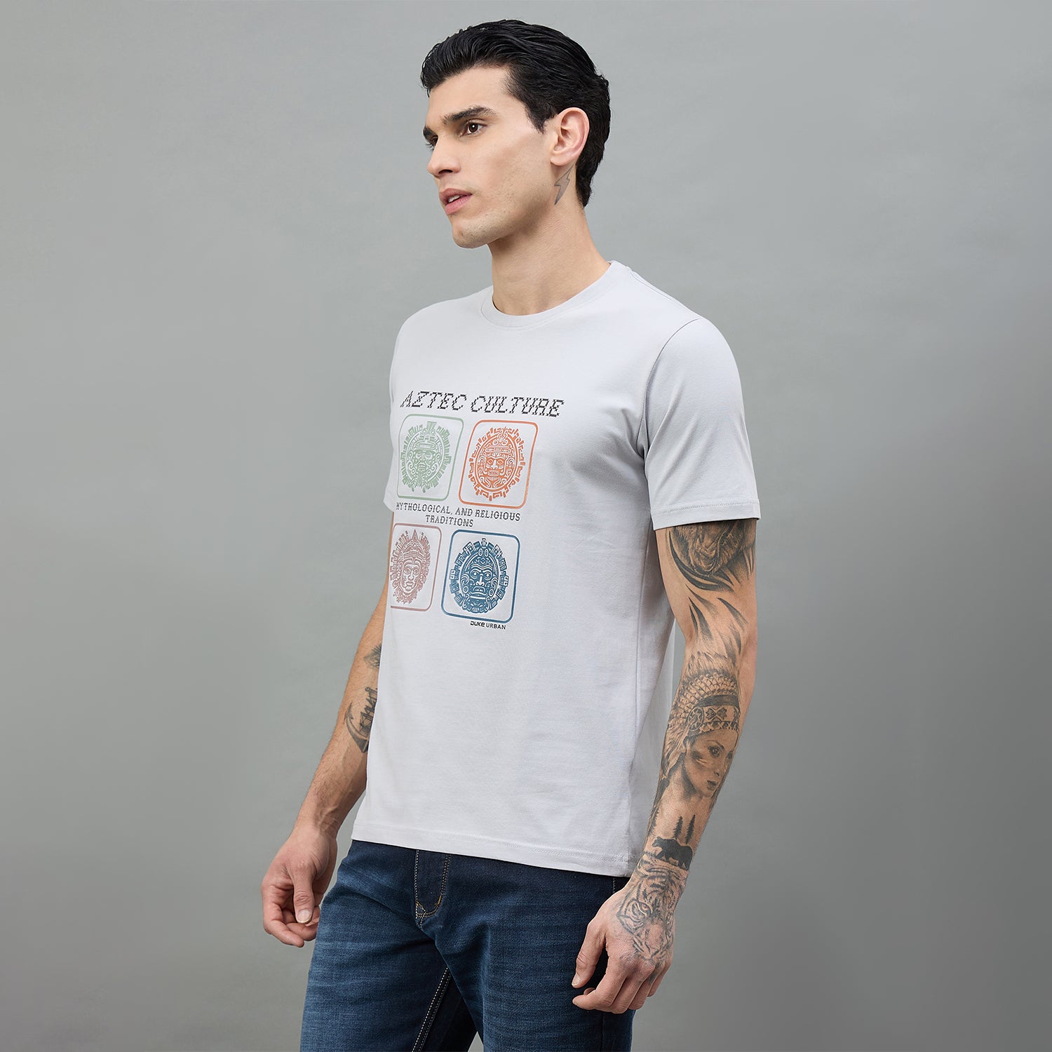 Duke Urban Men Graphic Print Half Sleeve Round Neck Casual Tshirt (LF7546)