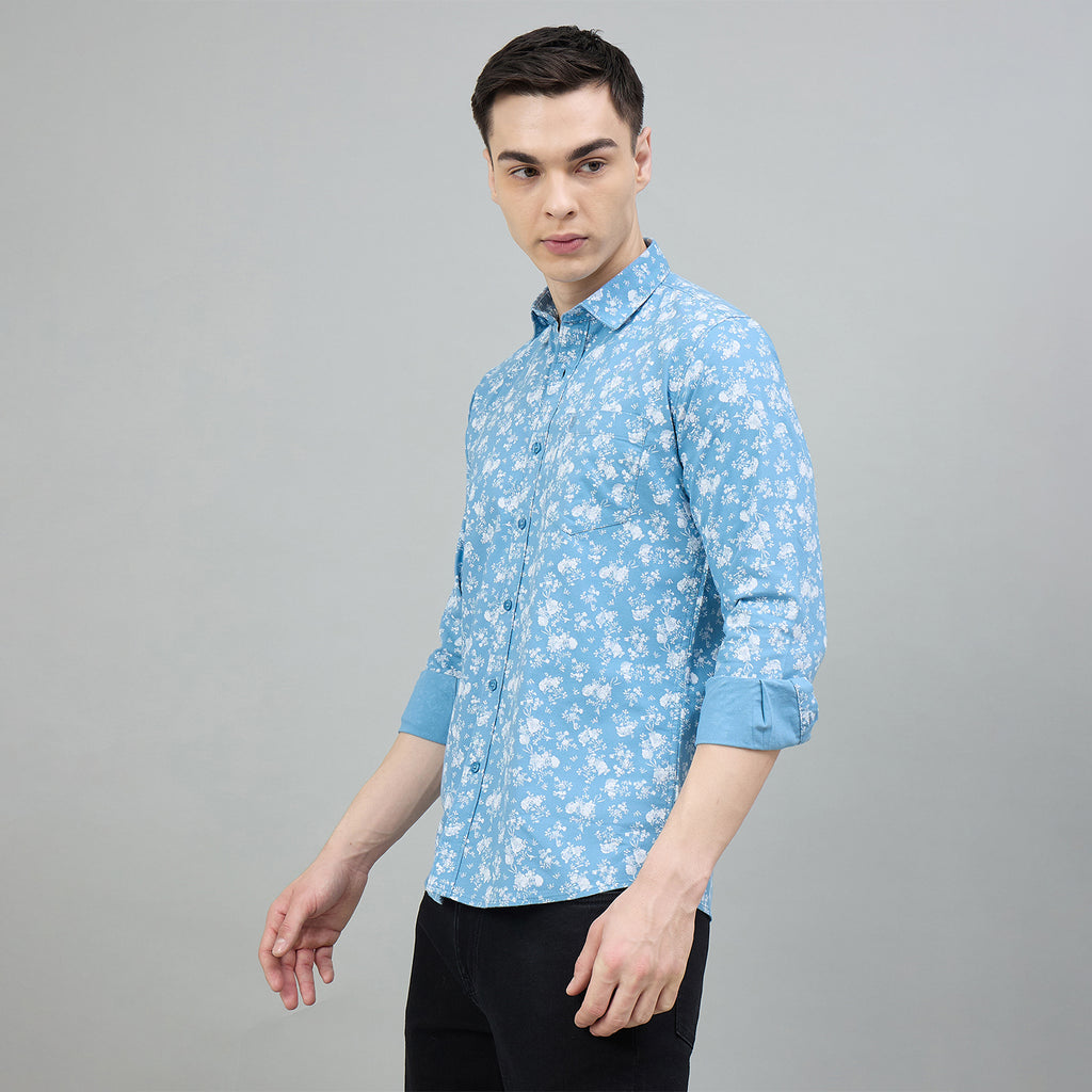 Duke Urban Men Floral Print Pure Cotton Slim Fit Casual Full Sleeve Shirt (SDO8PRBH)