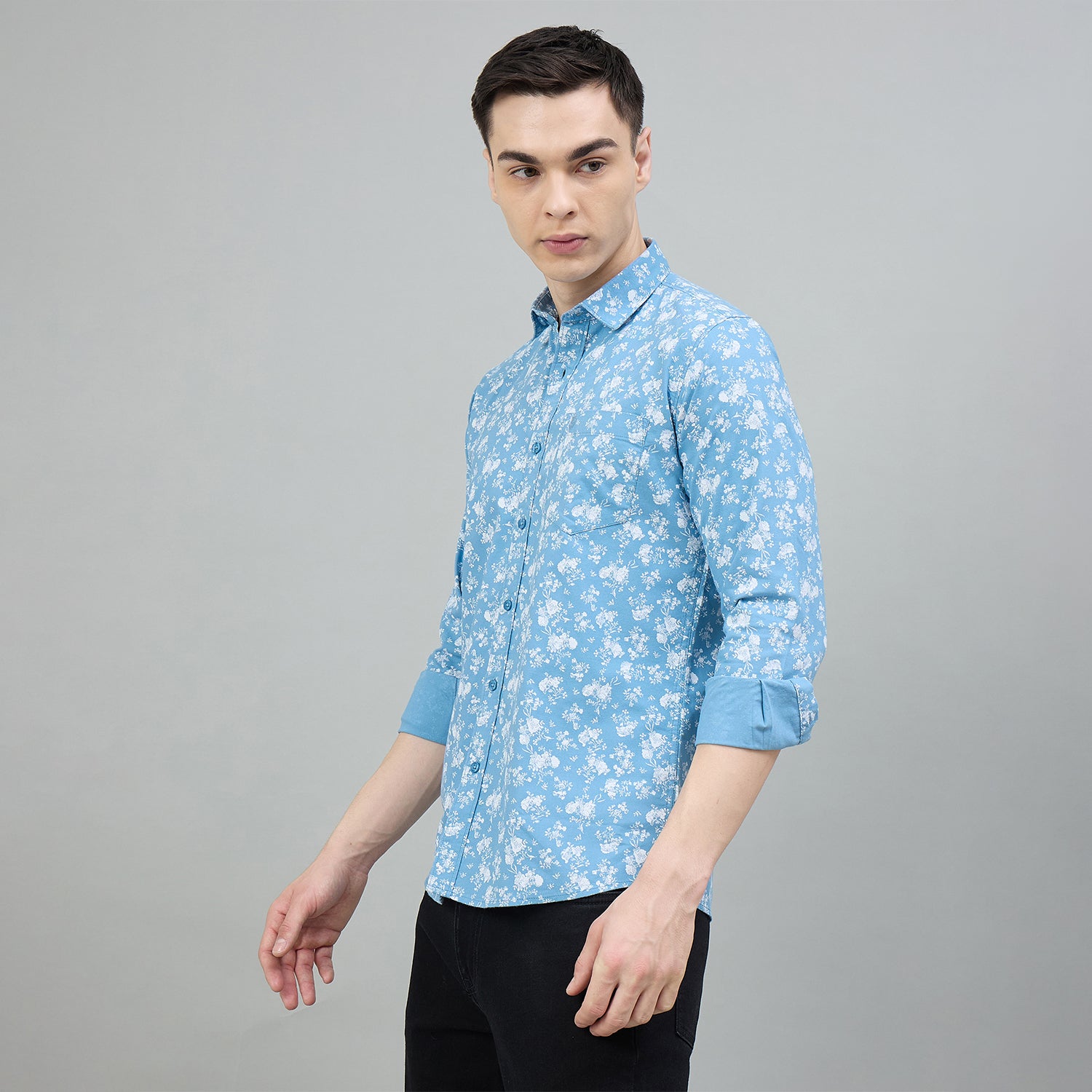 Duke Urban Men Floral Print Pure Cotton Slim Fit Casual Full Sleeve Shirt (SDO8PRBH)
