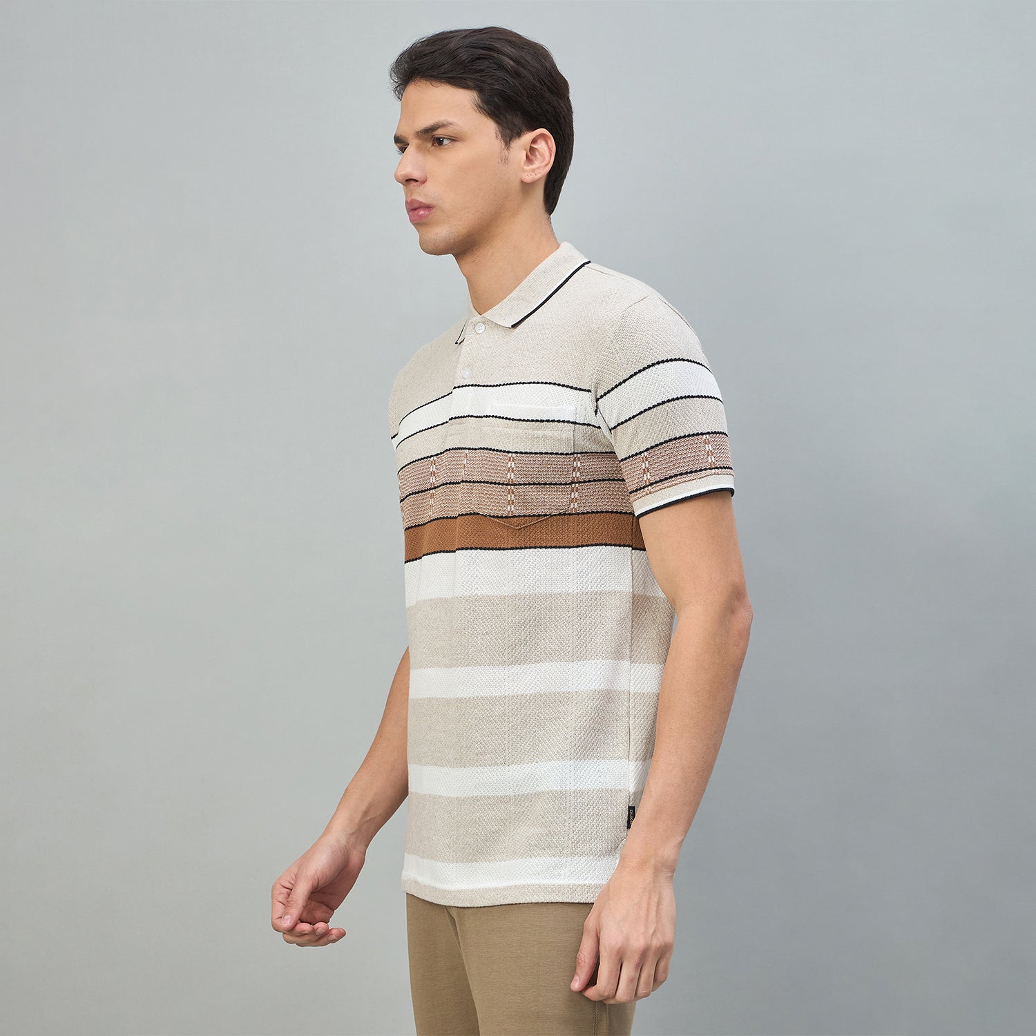 Duke Urban Men Striped Half Sleeve Regular Polo Tshirt (LF7619)