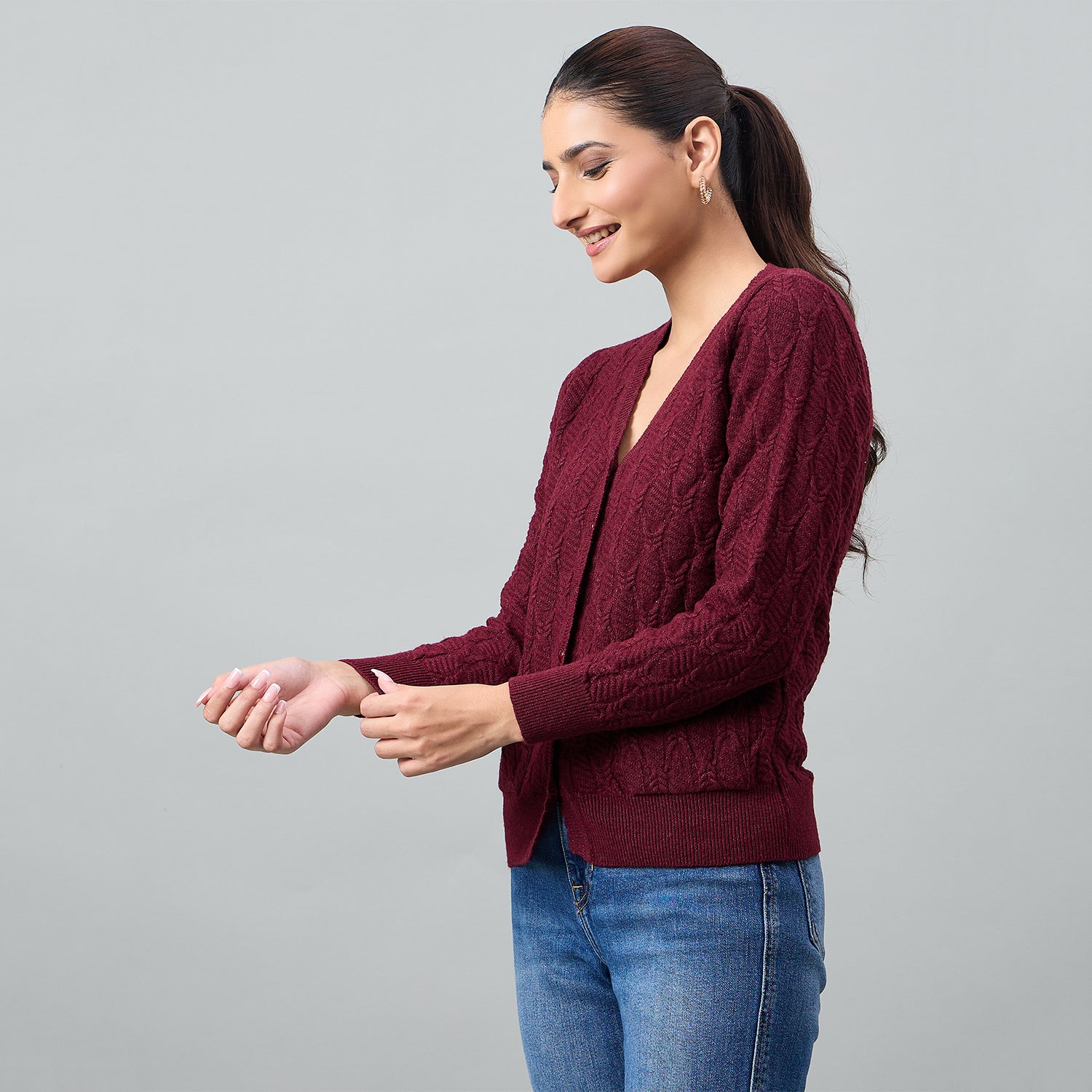 Duke Urban Women Full Sleeve Front Open Regular Cardigan (SDS1291)