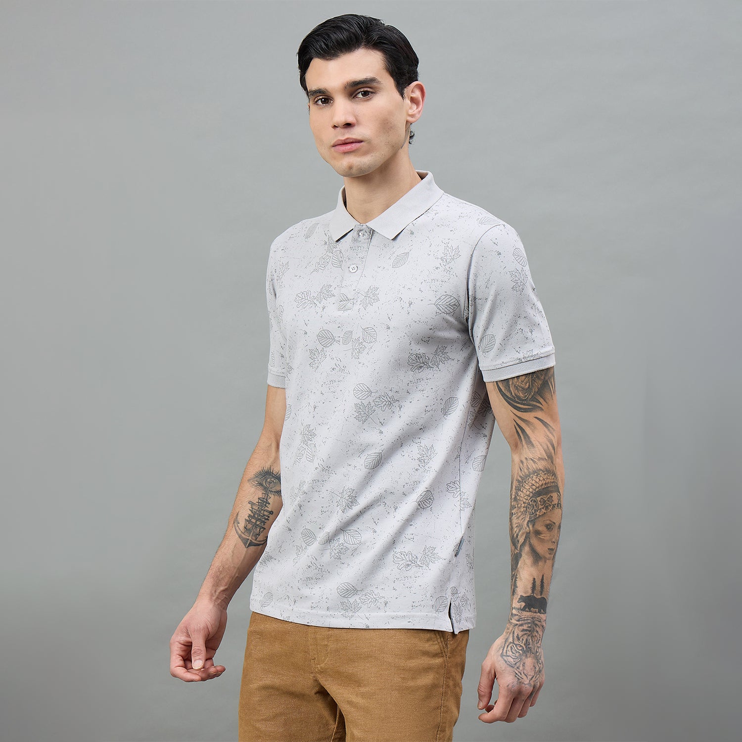 Duke Urban Men Half Sleeve Floral Print Slim Fit Polo T-Shirt (LF7551)