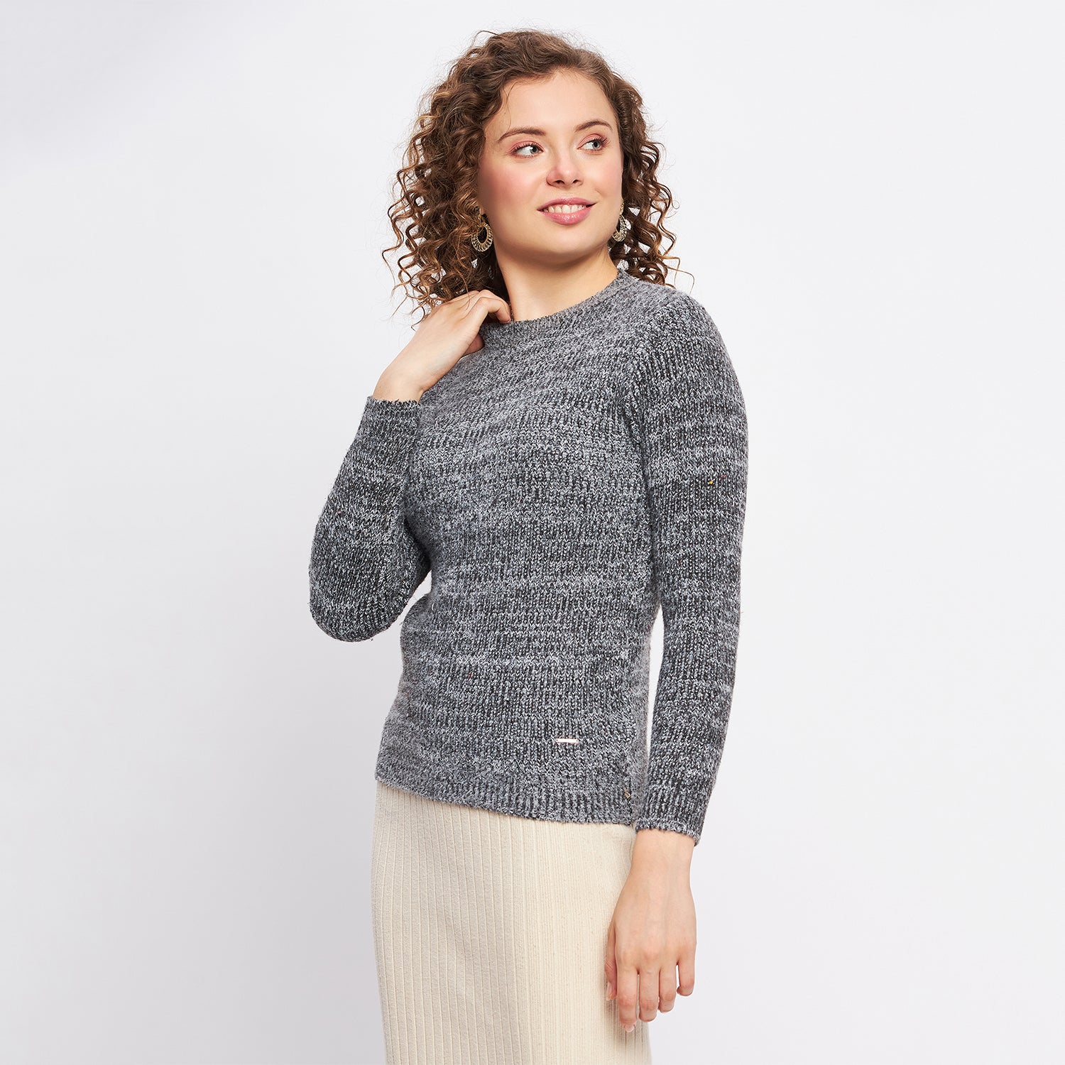 Duke Urban Women Full Sleeve Self Design Sweater (LQS9772)