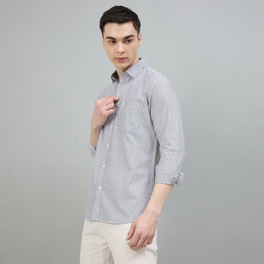 Duke Urban Men Striped Pure Cotton Slim Fit Casual Full Sleeve Shirt (SDO8STON)