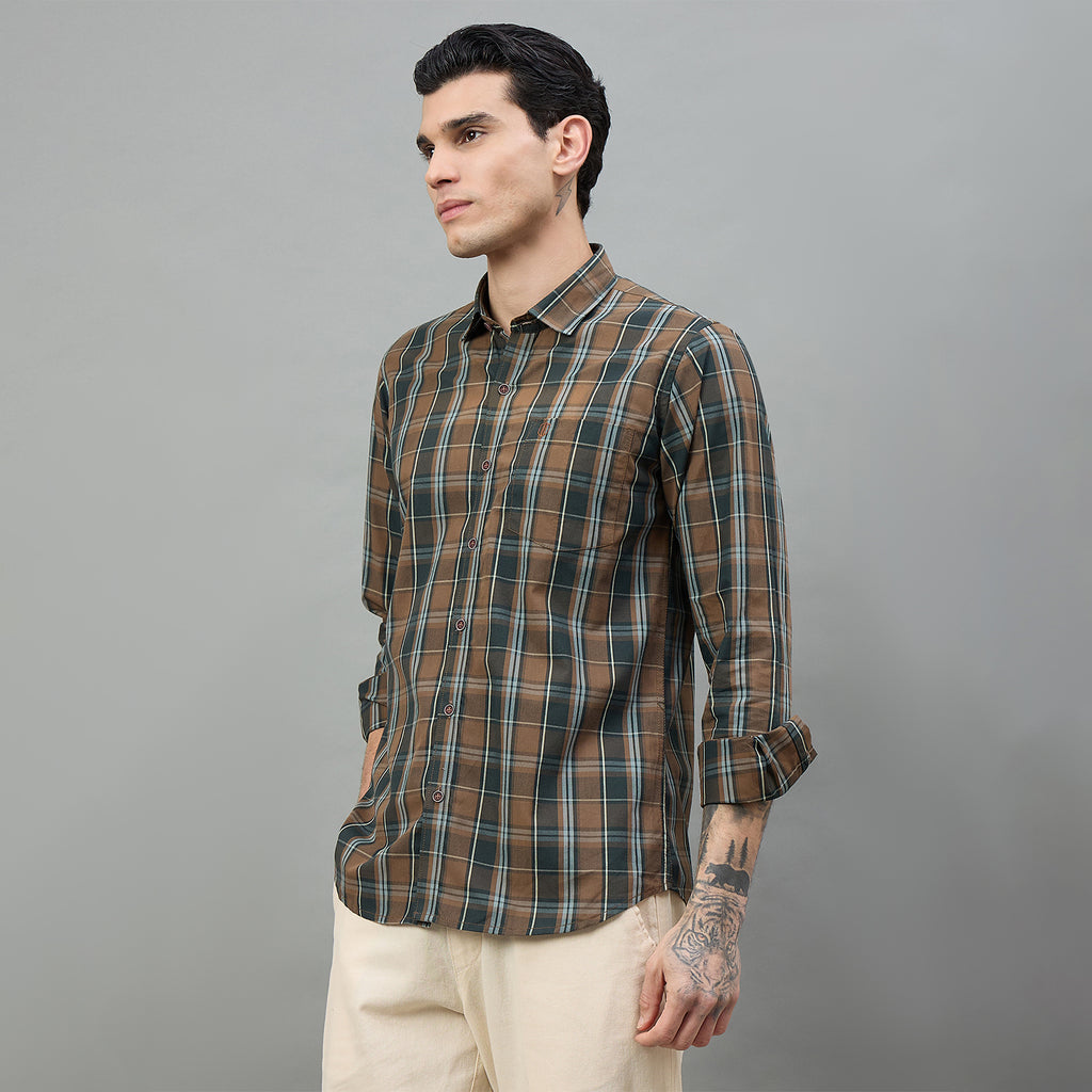 Duke Urban Men Checkered Full Sleeve Spread Collar Slim Shirt (SDO9CKS)