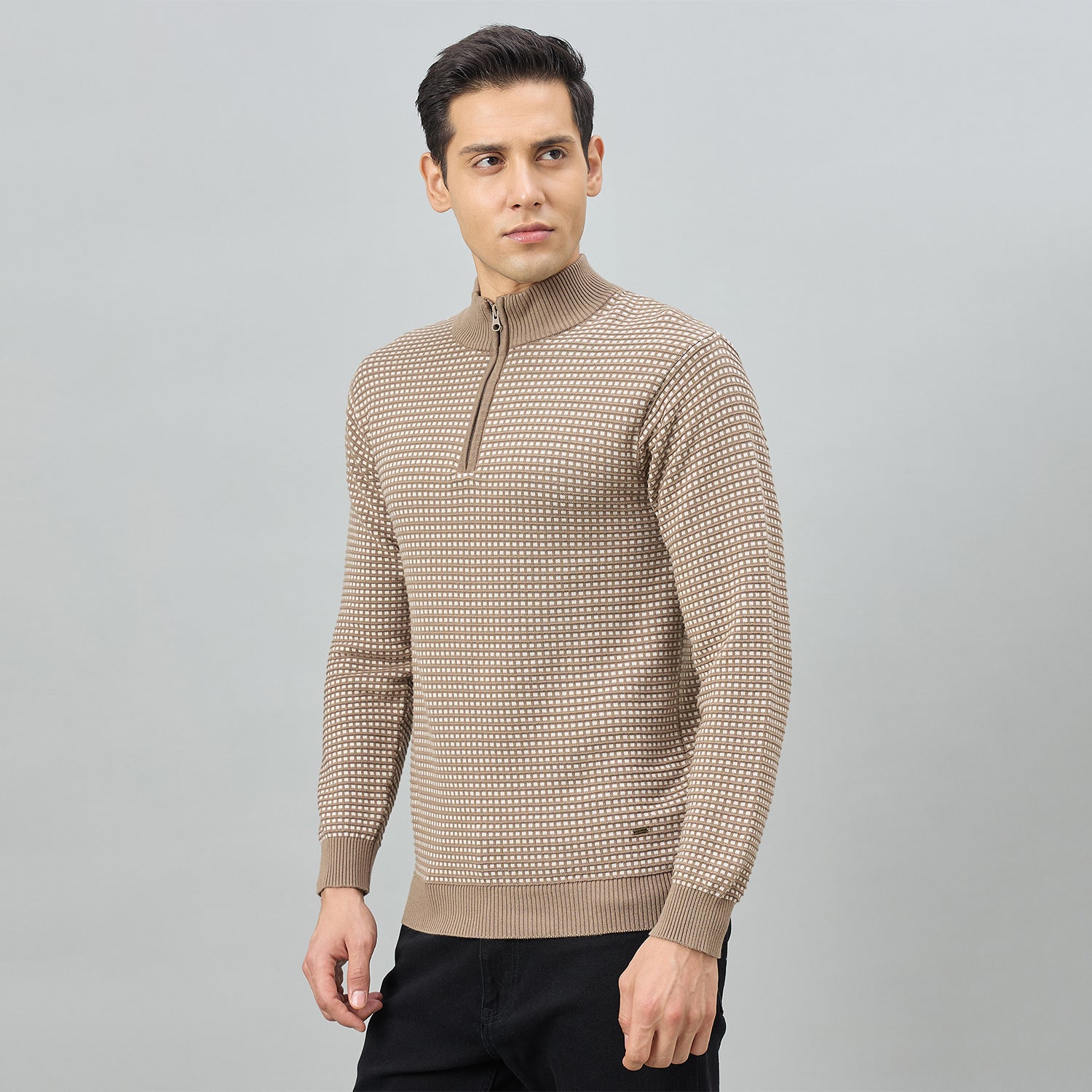 Duke Men Full Sleeve Half Zip Regular Sweater (SDS2328)