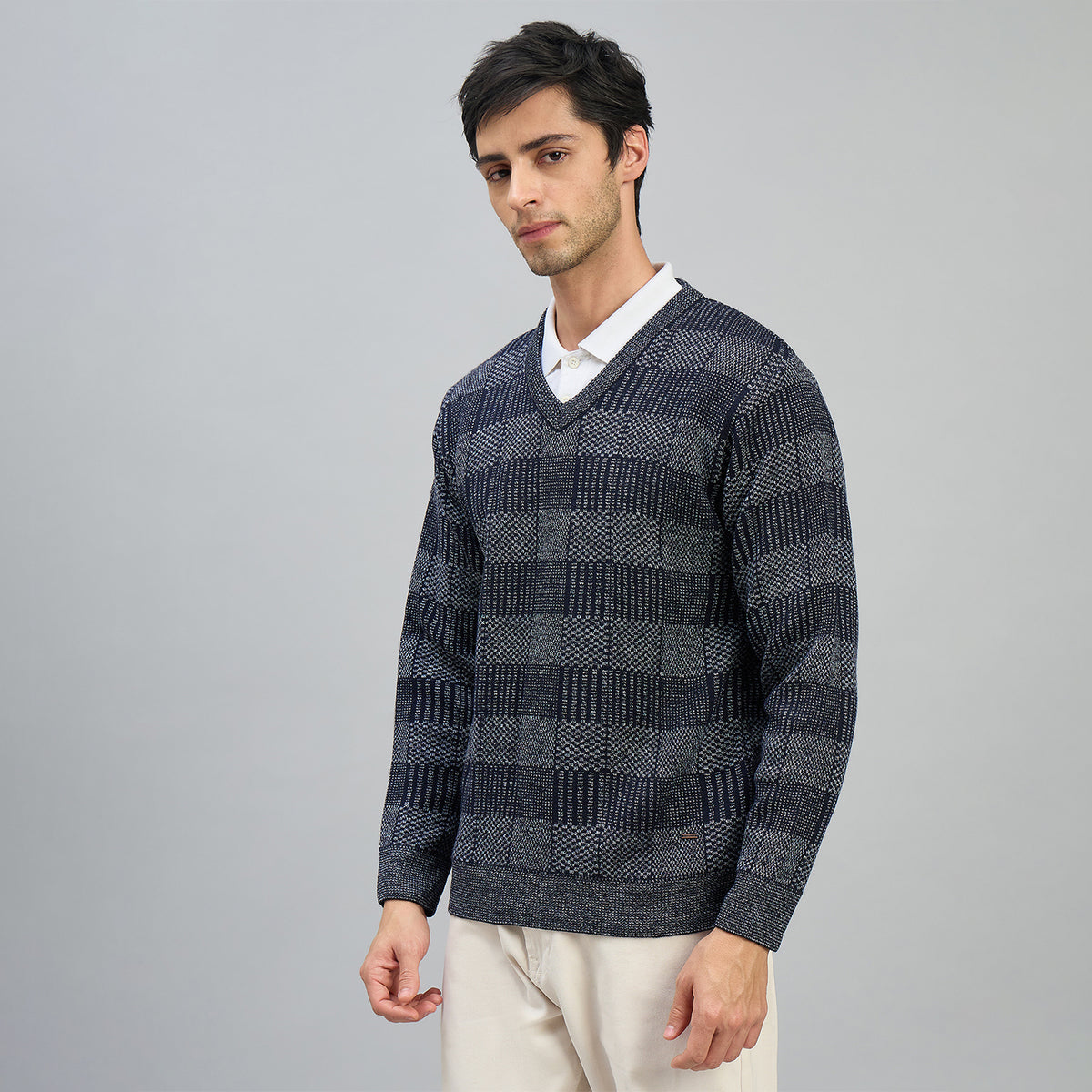 Duke Men Full Sleeve V Neck Regular Sweater (SDS2308)