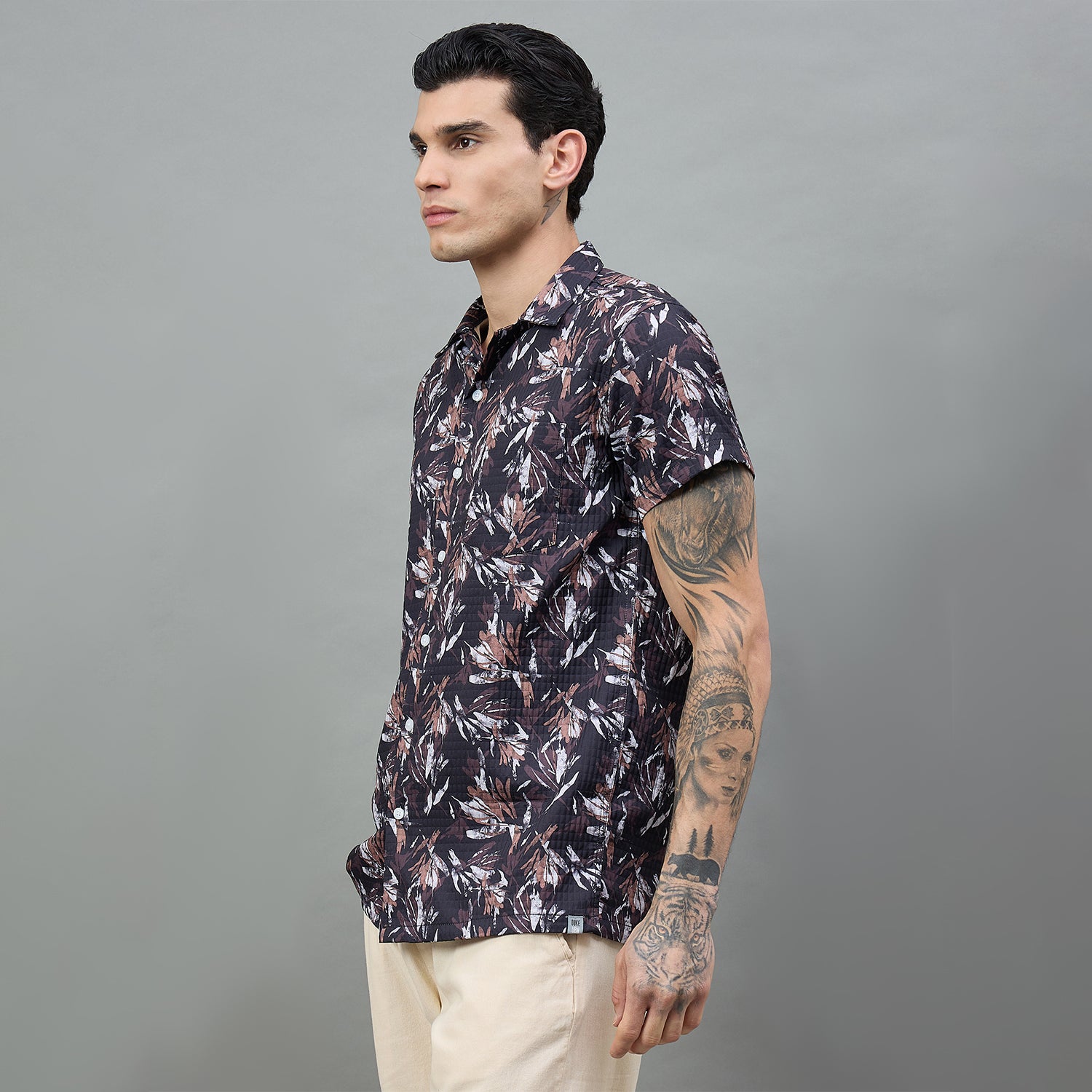 Duke Urban Men Floral Print Half Sleeve Regular Shirt (LF6083T)