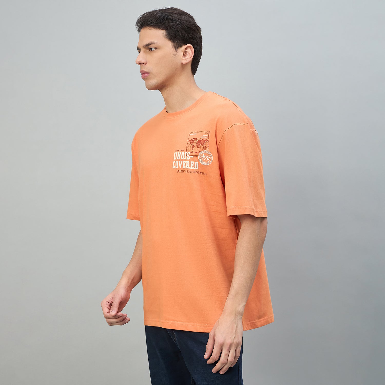 Duke Urban Men Printed Half Sleeve Round Neck Oversized Tshirt (LF7681)