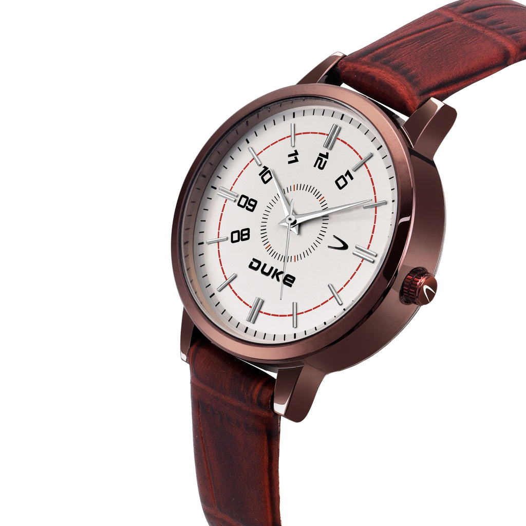 Duke Round Dial Analog Brown Leather Strap Watches for Women (DK5001RW01S)