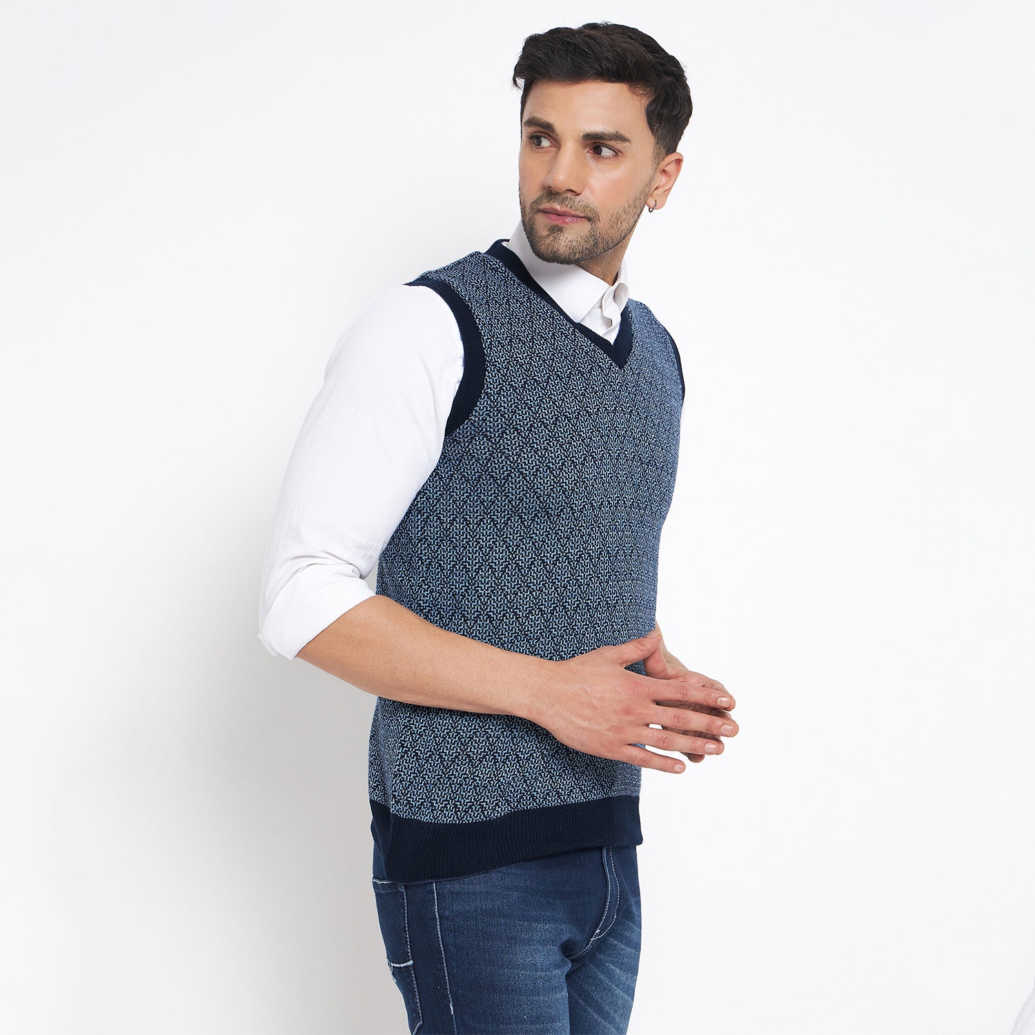 Duke Urban Men Sleeveless V Neck Reversible Sweater (SDS2174)