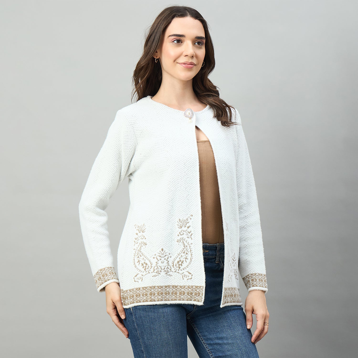Duke Urban Women Full Sleeve Round Neck Cardigan (SDS1445)