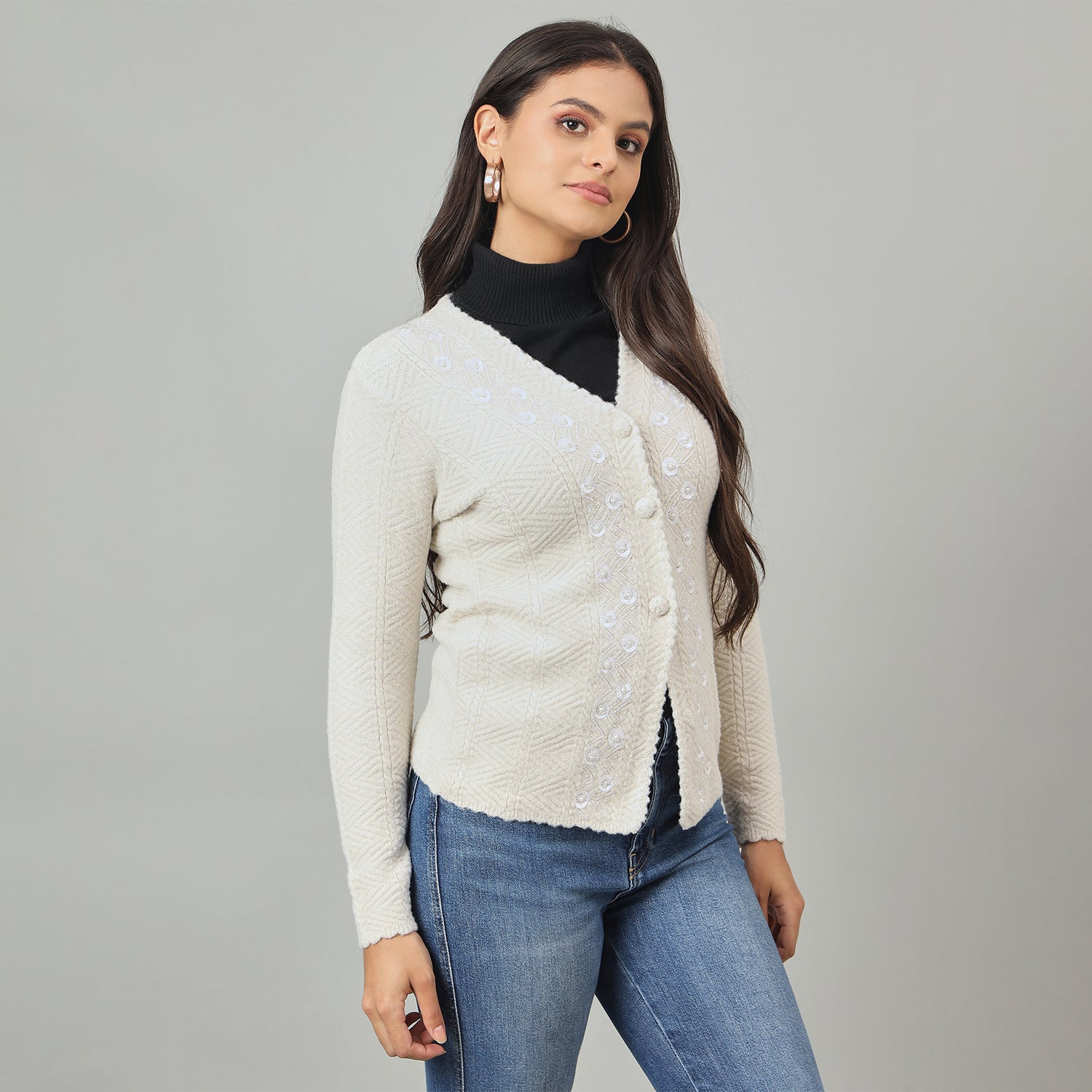Duke Urban Women Front Open Regular Sweater (SDS1282)